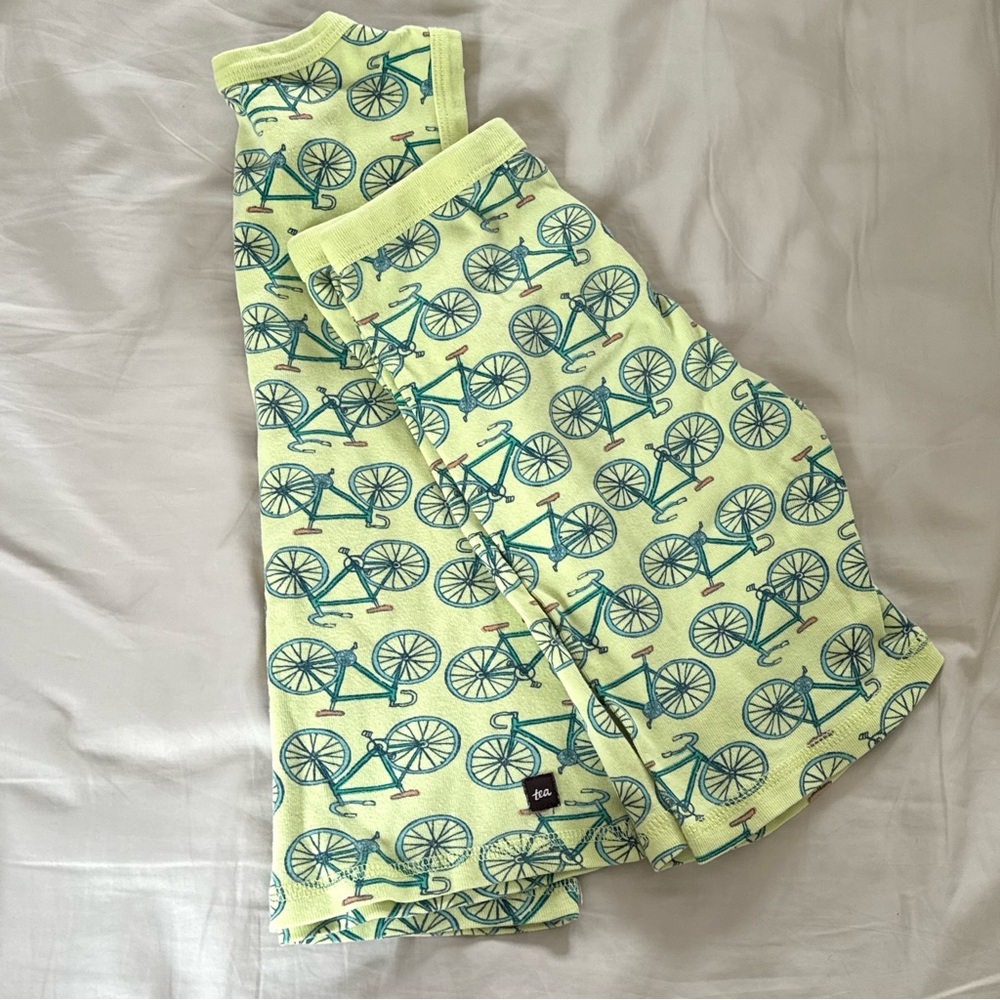 Tea Collection Bicycle Print Green Pajama set
